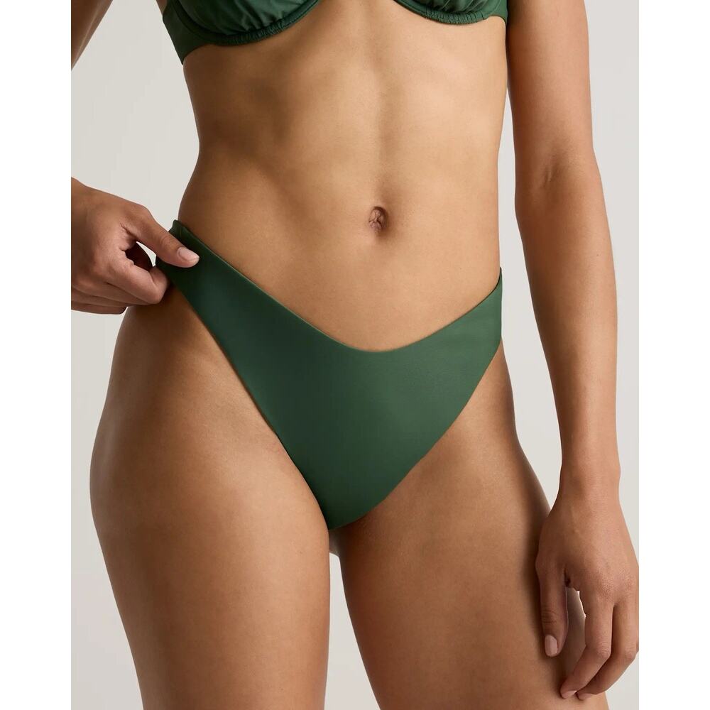NWT Quince Italian High Leg Bikini Bottom Medium Palm Green Swim